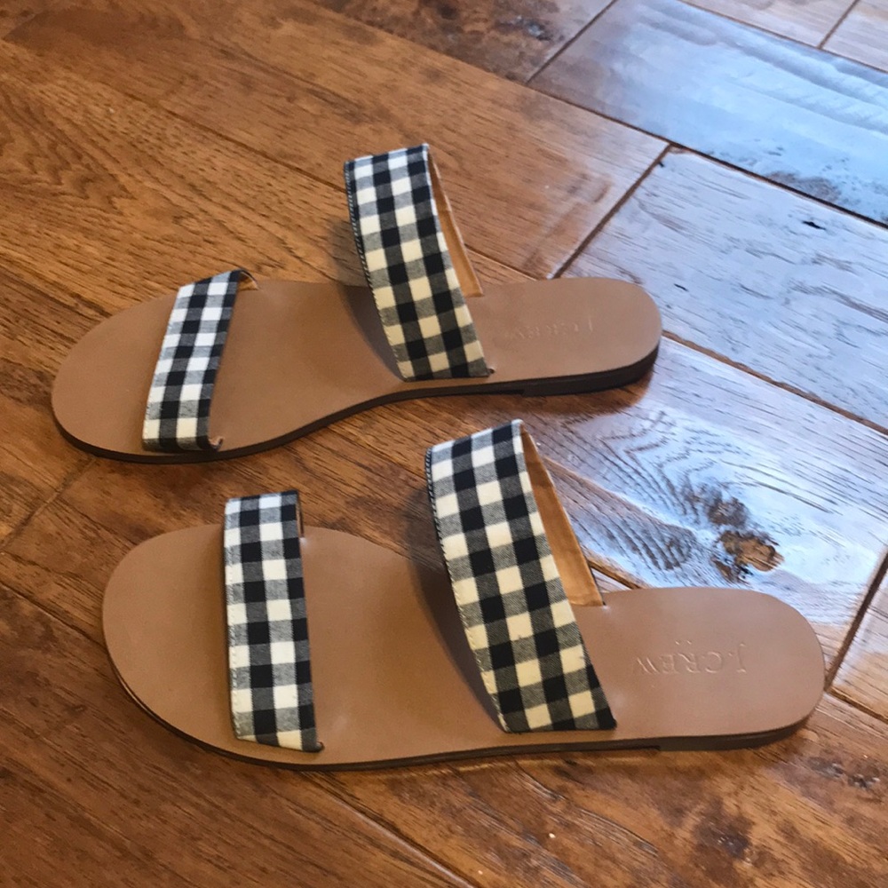 New J Crew Gingham Sandals
